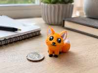 Fynn le Renard Malin - figurine miniature 5cm sur une etagere avec crayon